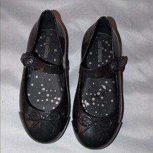 Mini Melissa Glossy Black Dress Shoes for Kids